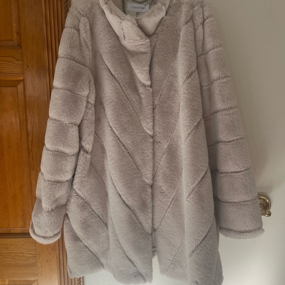 Calvin Klein Women's Tan Faux Fur Coat